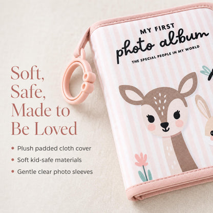ZICOTO Adorable Baby Photo Albums with Soft Pages for Little Hands to Flip Through - First Photo Album for Baby to Recognize Family Members - Precious Baby Photo Book for Newborn & Baby Shower
