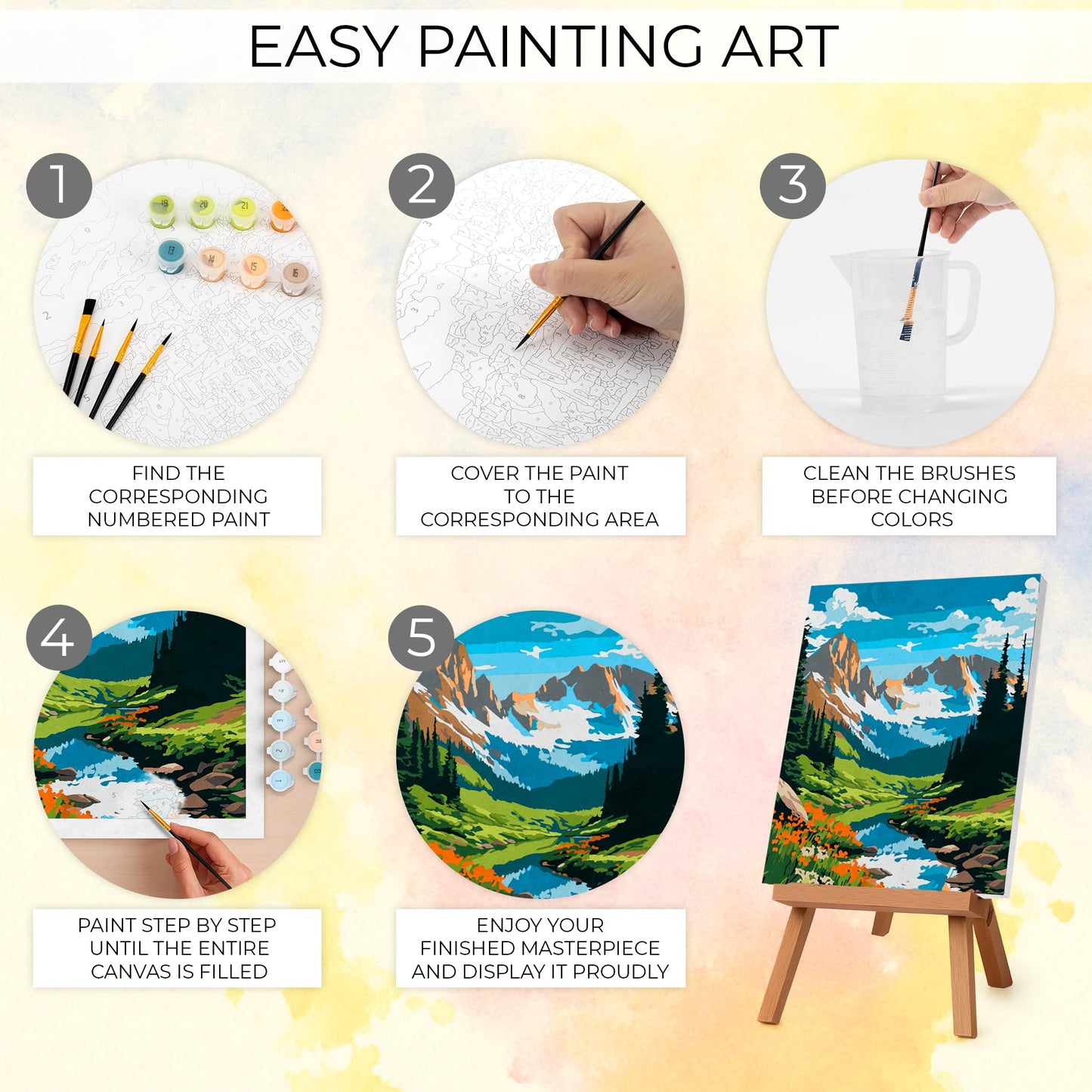 Beautiful Paint By Number Kit for Adults - Relaxing & Beginner-Friendly Painting Set with 2 Canvases, Premium Brushes & Vibrant Acrylic Colors - Perfect Crafts Gift for Women to Create Wall-Worthy Art