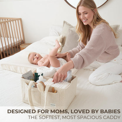 Beautiful Diaper Caddy Organizer - Versatile Storage Basket Easily Holds Diapers, Wipes and Other Baby Necessities - Perfect for Baby Showers, Functional Car Storage & Great Gift for Expecting Mothers