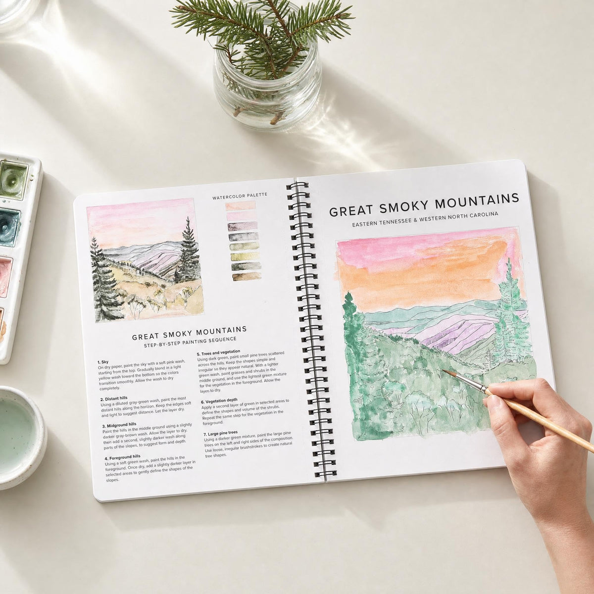 Beautiful Watercolor Workbook for Beginners - Relaxing & Easy to Paint