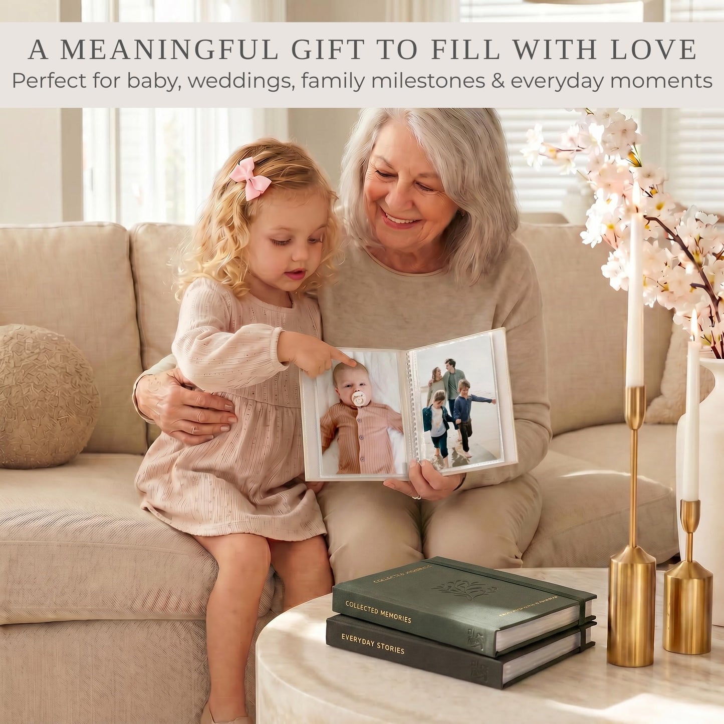 Beautiful Photo Album Set of 3 For 4x6 Photos - Safely Holds Up To 216 Pictures of Unique Memories - The Perfect Small Photo Book Set To Store All Pictures of Treasured Family, Baby or Wedding Moments