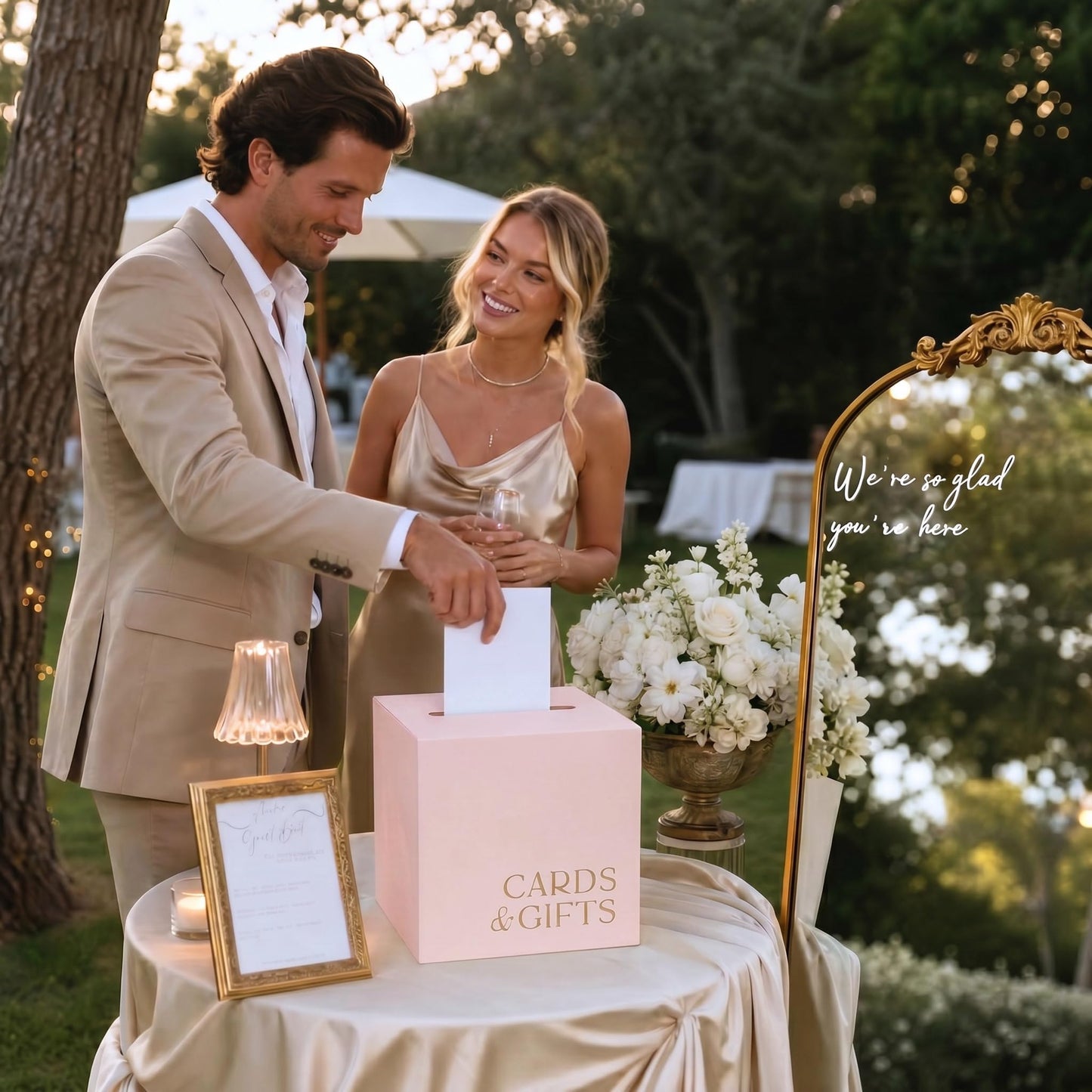 ZICOTO Elegant Wedding Card Box for a Beautiful Reception Gift Table – Lovely Card Box for Wedding, Graduation and Celebration Decor – Charming Envelope Gift Box