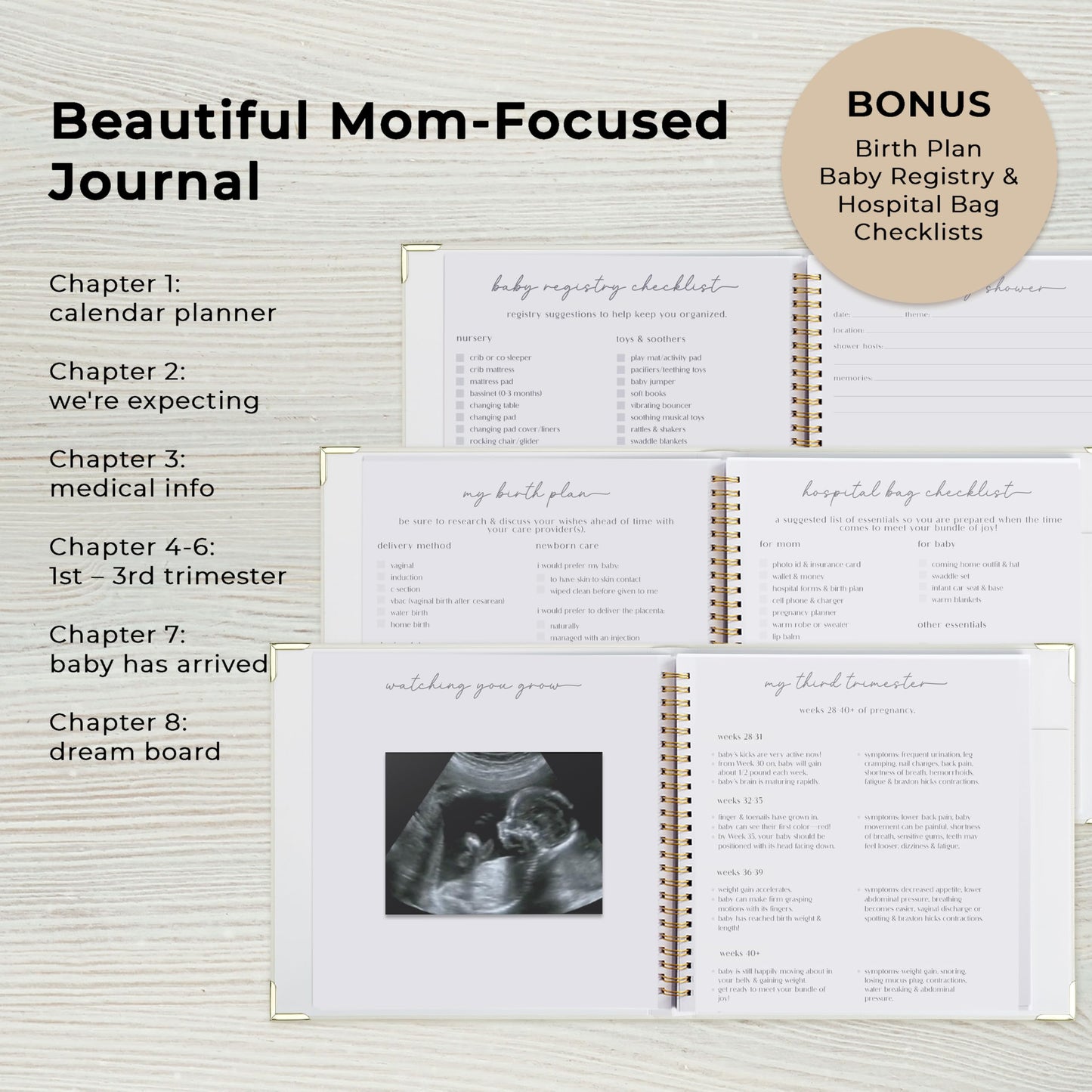 Beautiful Linen Pregnancy Journal and Detailed Memory Book with Stickers and Keepsake Pocket - Lovely Must Have Gift for Expecting First Time Moms - The Perfect Planner to Track Pregnancy Milestones
