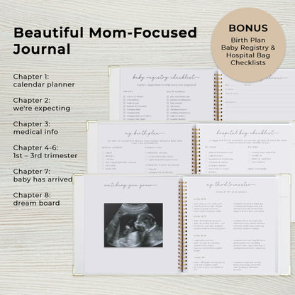 Beautiful Linen Pregnancy Journal and Detailed Memory Book with Stickers and Keepsake Pocket - Lovely Must Have Gift for Expecting First Time Moms - The Perfect Planner to Track Pregnancy Milestones