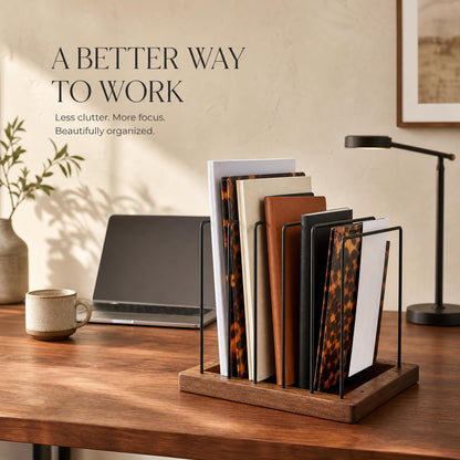 ZICOTO Stylish File Organizer for Desk - Premium Wooden Document Holder