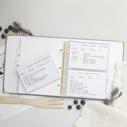 Aesthetic Recipe Binder with Polyester Waterproof cloth Cover - The Perfect Recipe Book with Plastic Sleeves to Write in Your Own Recipes - Quality Blank Cookbook Binder, Cards incl.