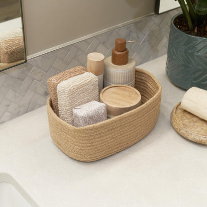 Beautiful Storage Basket Set of 3 - Sturdy Cotton Rope Baskets for Shelves Are Perfect for Organizing Your Home - Quality Storage Bins Easily Fit With Any Nursery or Bedroom Decor