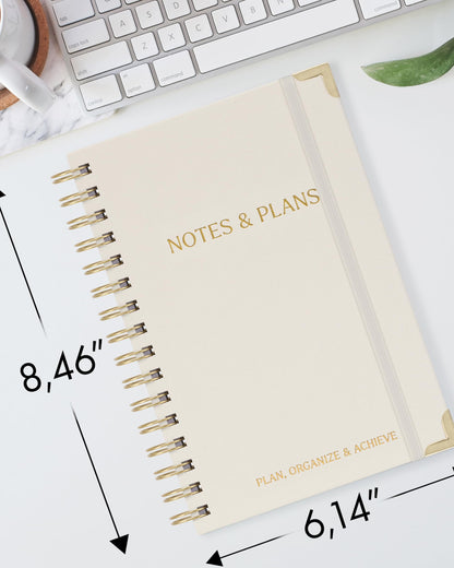 ZICOTO Aesthetic Daily Planner And Notebook With Hourly Schedule - Beautiful Spiral To do List Notepad For Work/Home to Organize Tasks And Appointments - Stylish School/Office Supplies Book For Women