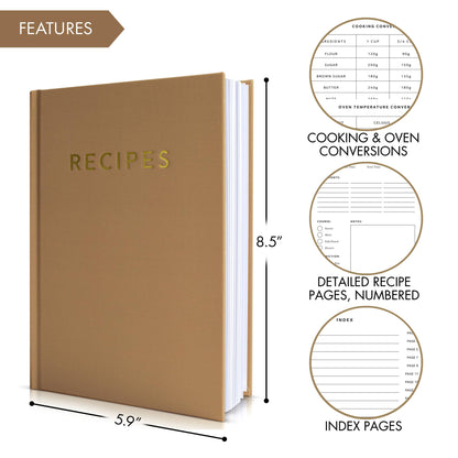 ZICOTO Aesthetic Blank Recipe Book with Waterproof Cover - The Perfect Recipe Notebook To Write In Your Own Recipes - Beautiful Blank Cookbook to Organize Your Recipes