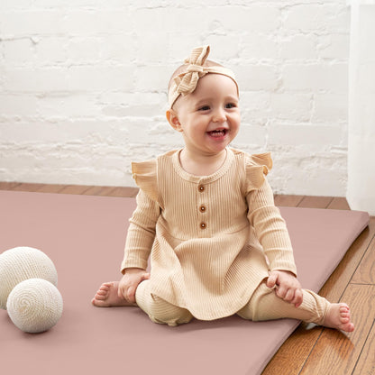 Stylish Vegan Leather Baby Play Mat - Soft, Easy to Clean Floor Mat Creates A Safe Play Area for Your Baby - The Perfect Modern Foam Playmat Fits Nicely with Your Kids Playroom Or Home Decor