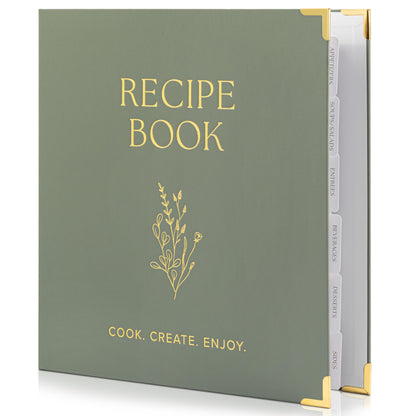 Aesthetic 8.5" x 11" Recipe Binder with Waterproof Cover - The Perfect Recipe Book with Plastic Sleeves to Write in Your Own Recipes - Quality Blank Cookbook Binder, Cards incl.