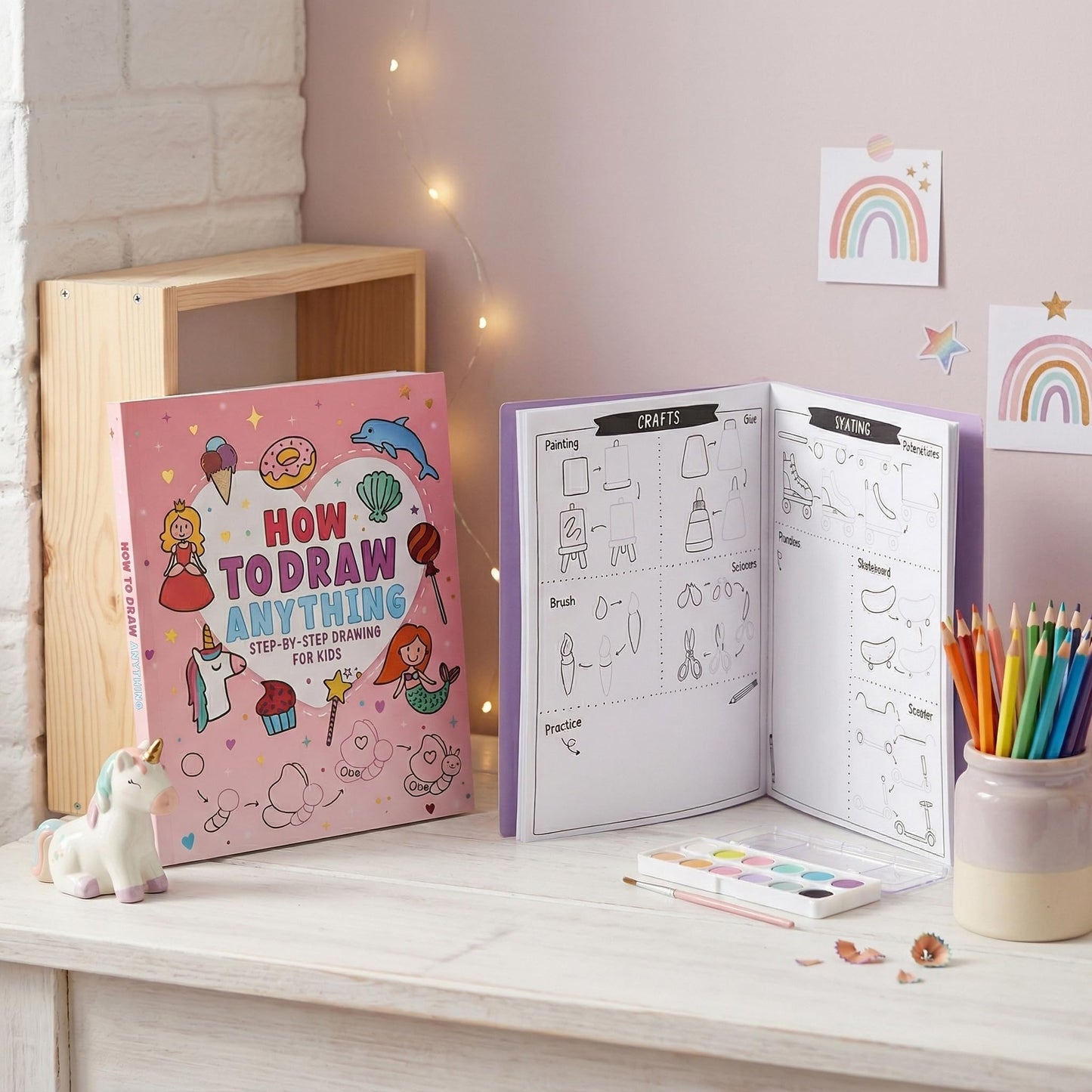 ZICOTO Fun How to Draw Books for Kids Set of 2 - Cute Step by Step Drawing and Coloring Book Gifts for Girls Ages 4-6, 6-8 & 8-12 - Learn to Draw Beautiful Designs with Easy Steps for Little Artists
