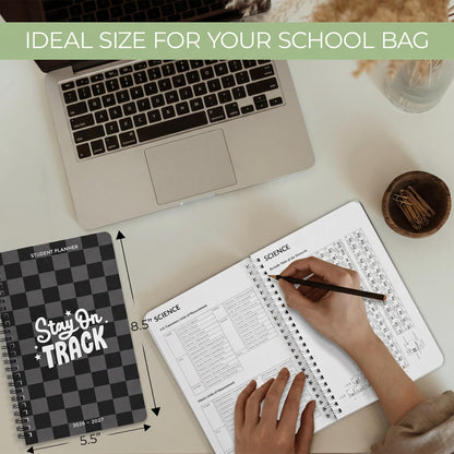 Aesthetic 2026-2027 Student Planner To Stay Organized - A Beautiful 8.5" x 5.8" Checkered Planner for Middle and High School Students with Weekly & Monthly Spreads For The 26-27 Academic Year