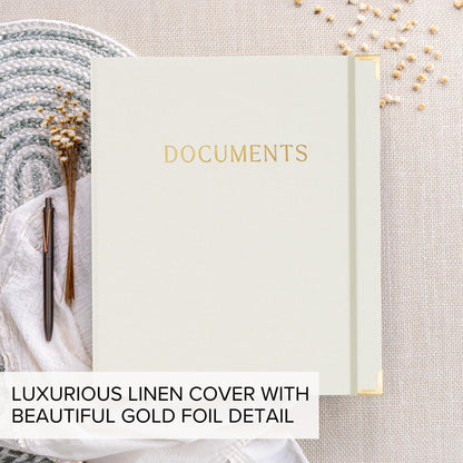 Aesthetic Document Organizer - Linen Cover Life and Family Emergency Binder - Perfect Files Organizer for Your Important Documents, Birth Certificates, Passports, Social Security Cards, Photo