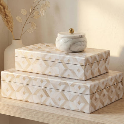 ZICOTO Beautiful Decorative Box Set of 2 - Stylish Decorarive Storage Boxes With Lids Enhance Your Living Room