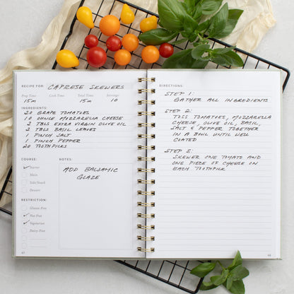 ZICOTO Aesthetic Blank Recipe Book with Linen Cover - The Perfect Recipe Notebook to Write in Your Own Recipes - Beautiful Blank Cookbook to Organize Your Recipes