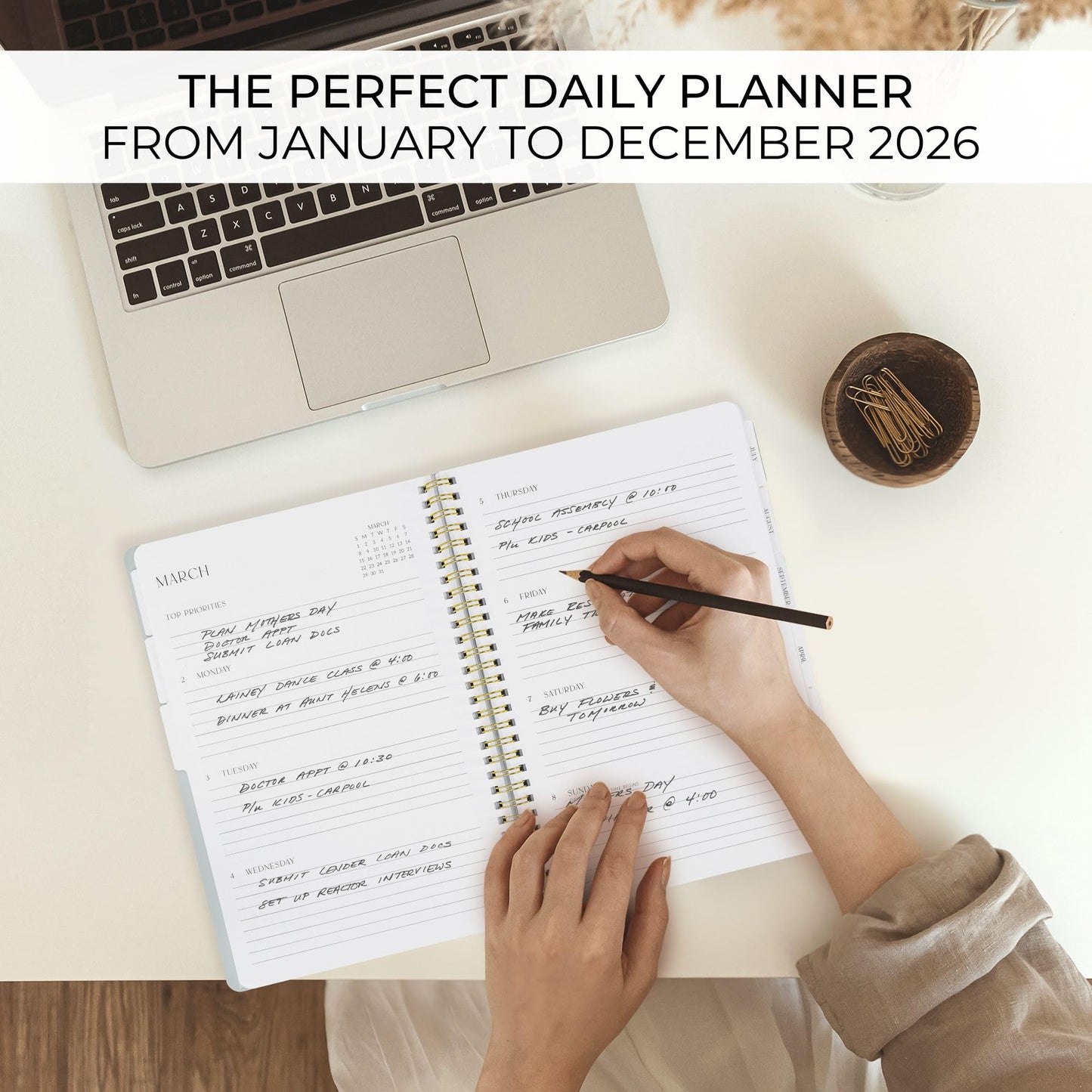 Beautiful 2026 Daily Planner - 7" x 10" Planner for Women or Men with Weekly & Monthly Spreads for Easy Planning - Beautiful Calendar Book to Organize Tasks and Boost Productivity
