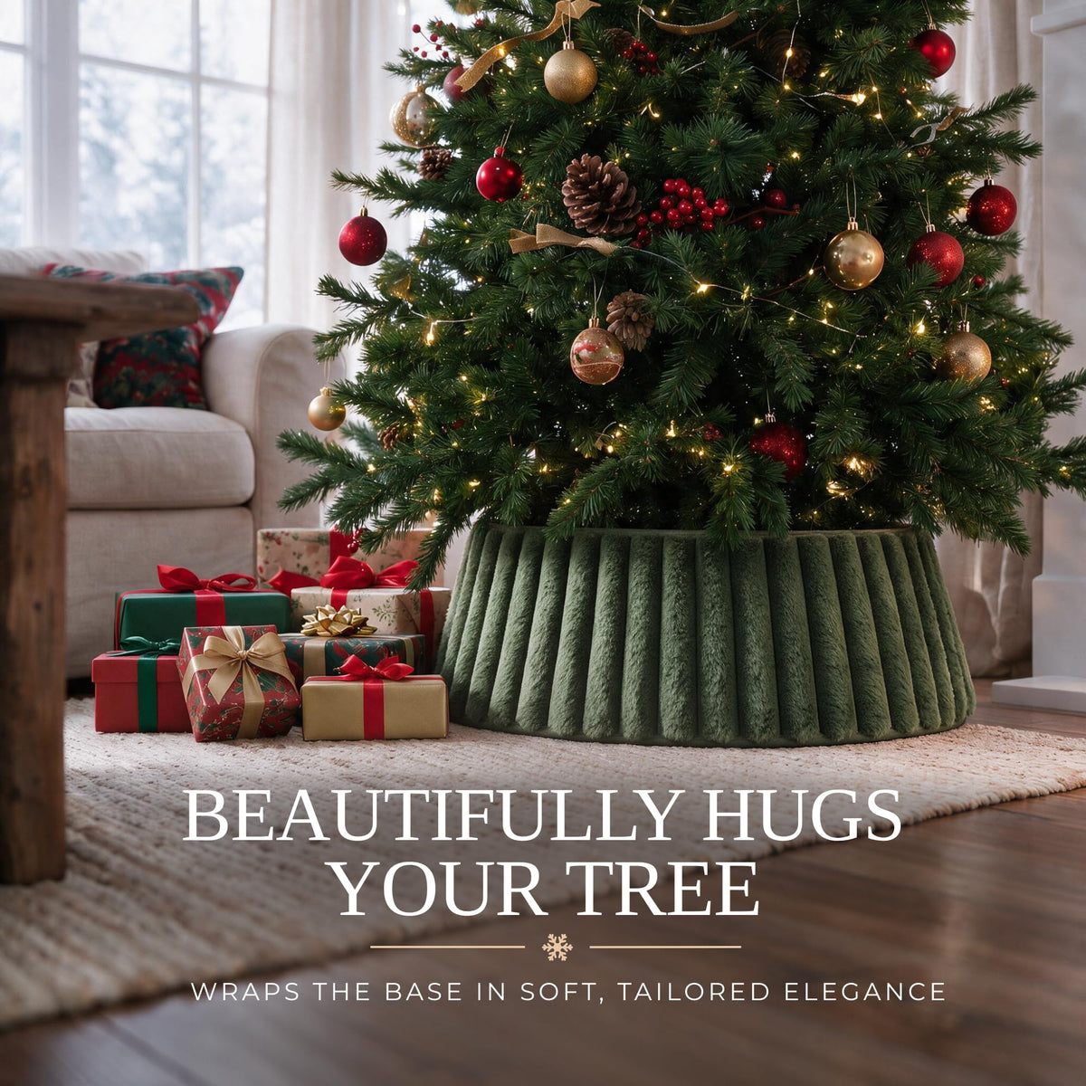 Beautiful Christmas Tree Collar - Modern 29" Velvet Tree Ring