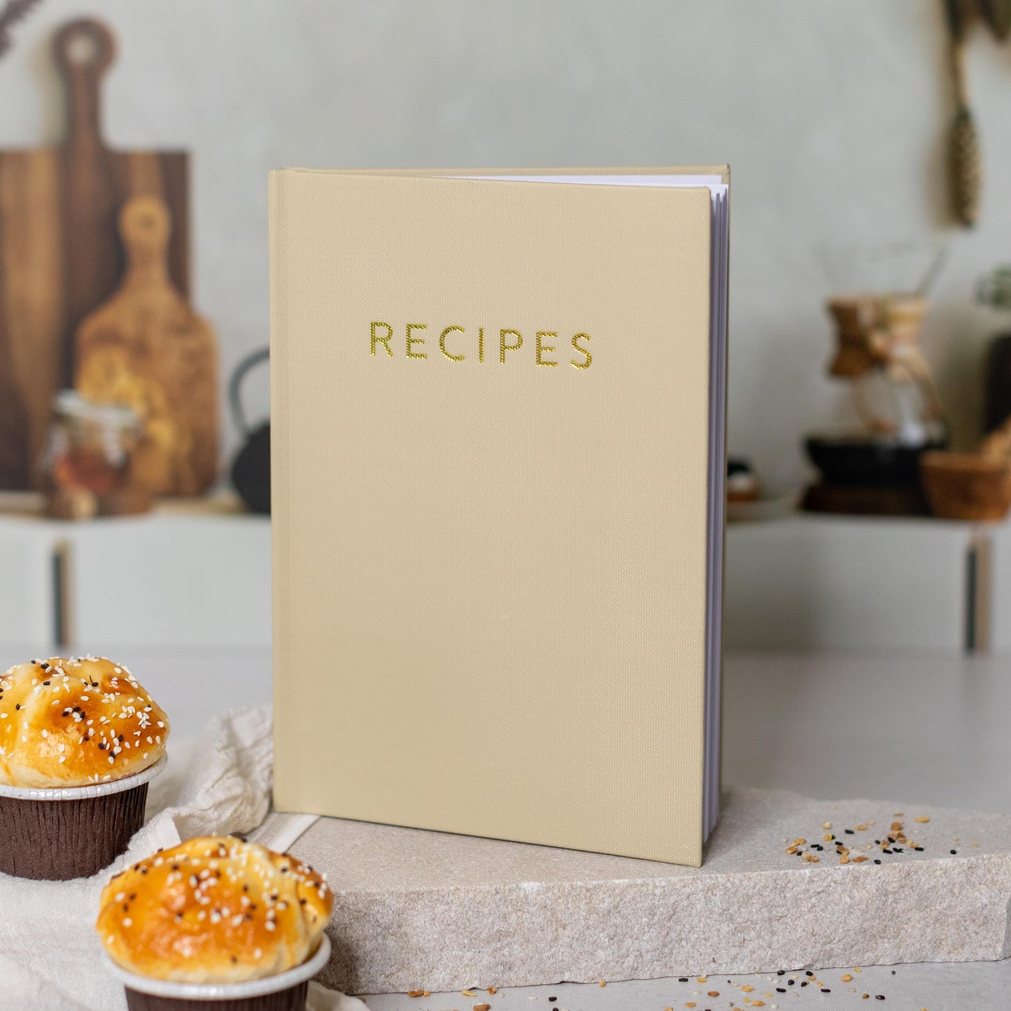 ZICOTO Aesthetic Blank Recipe Book with Waterproof Cover - The Perfect Recipe Notebook To Write In Your Own Recipes - Beautiful Blank Cookbook to Organize Your Recipes