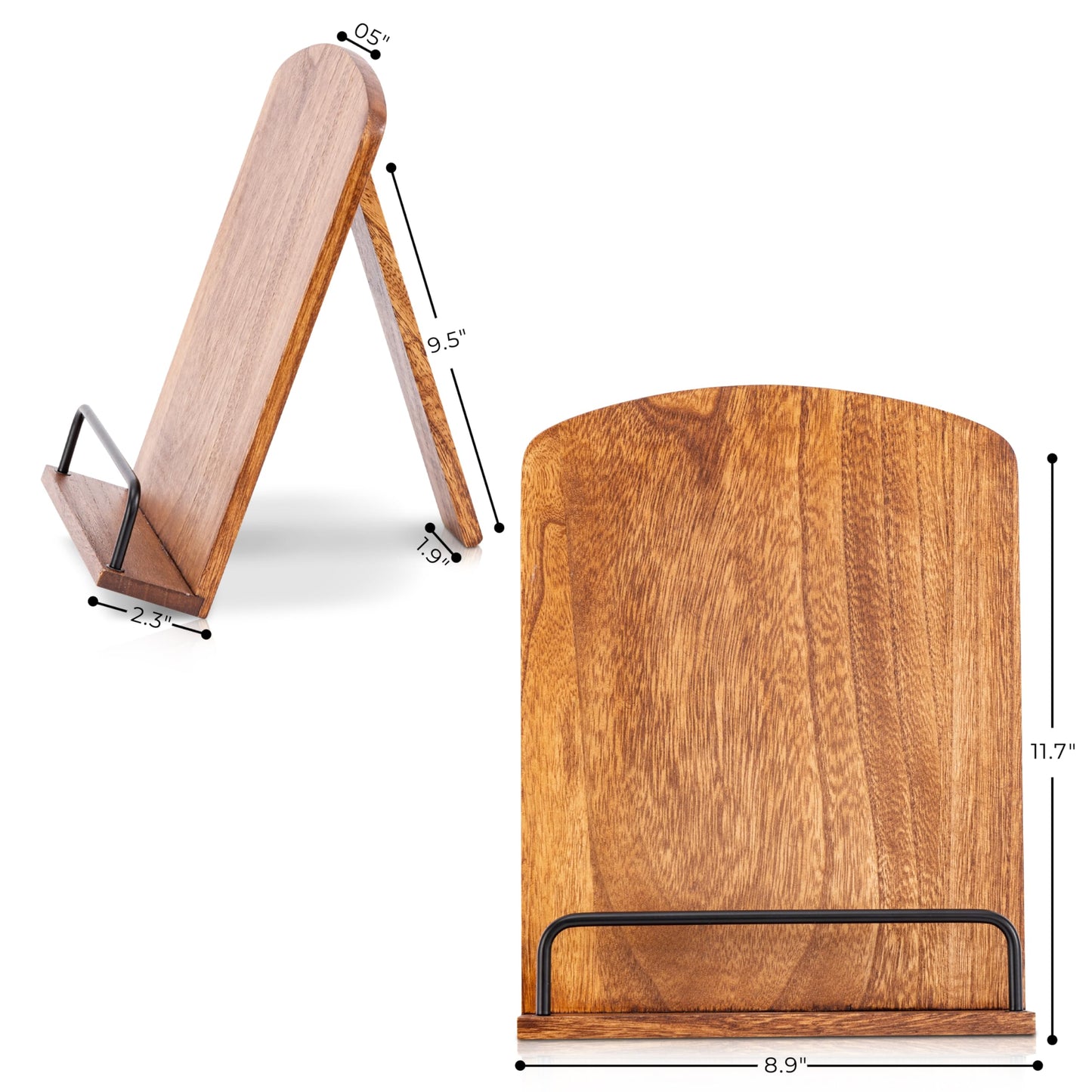 Beautiful Cookbook Stand for Your Kitchen Counter - Solid Wood Stand Easily Keeps Cook or Recipe Books Open for Convenient Cooking - Perfectly Fits Your iPad/Tablet and Enhances Any Kitchen Decor