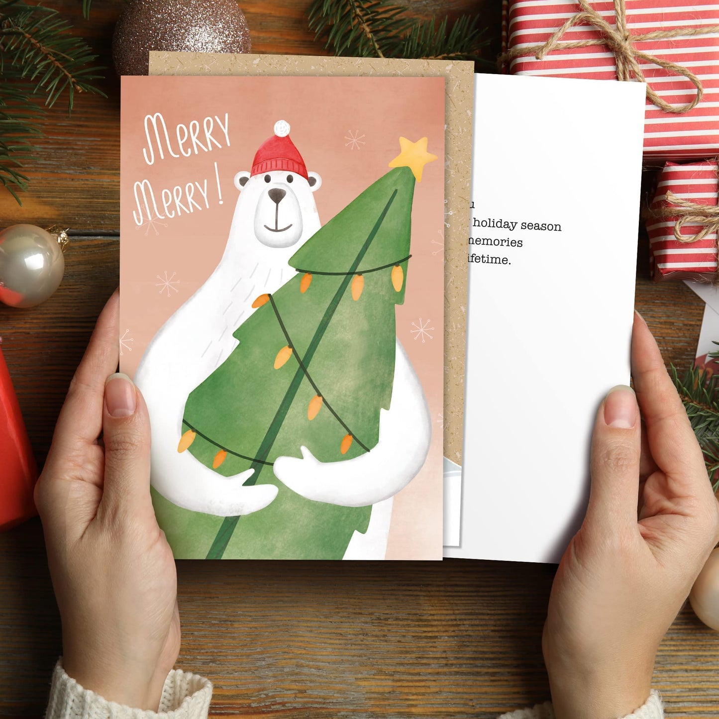 ZICOTO Beautiful Christmas Cards Set of 24 - Incl. Bulk Envelopes, Matching Stickers And Storage Box - Perfect to Send Warm Holiday Wishes to Friends and Family