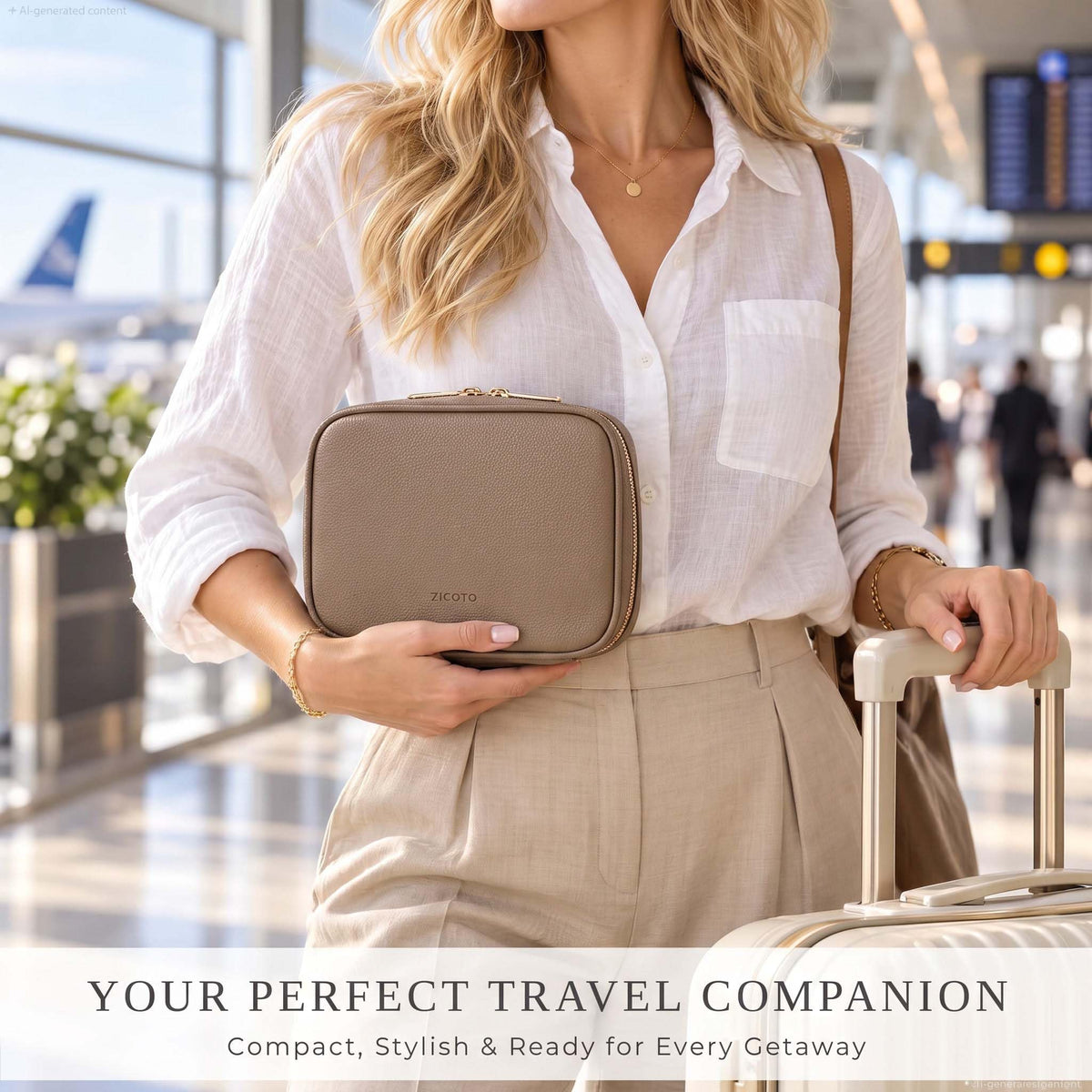 Stylish Tech Organizer Pouch - PU Leather Electronics Travel Bag for Women
