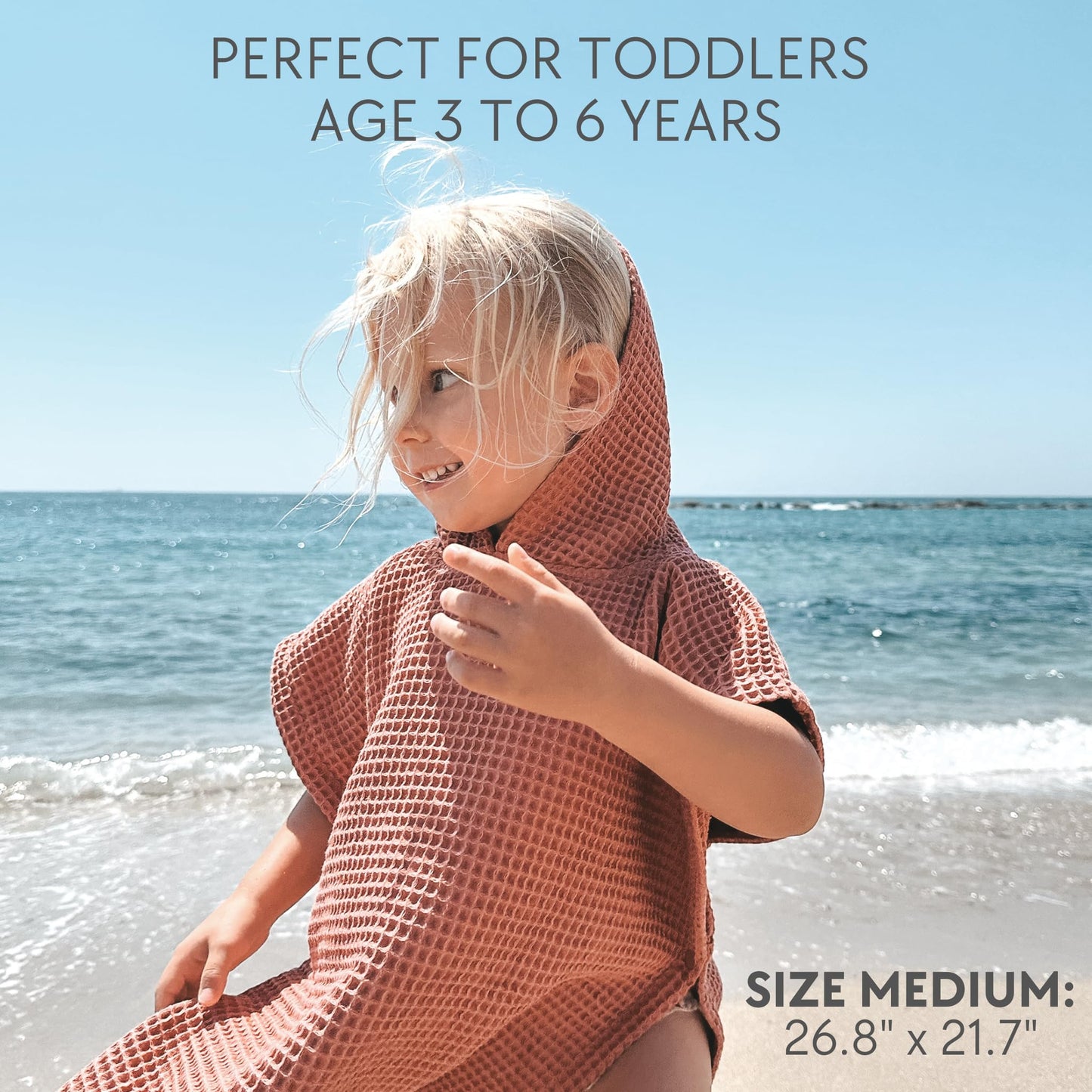 ZICOTO Soft Hooded Beach Towel for Kids - Cute Towel for Babies and Toddler Made of Waffle Cotton - Perfect Lightweight and Absorbent for Bath, Beach, Pool