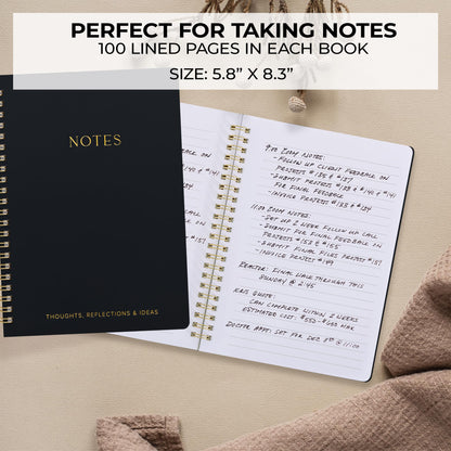 ZICOTO Aesthetic Spiral Notebook Set of 2 For Women and Men - Cute Ruled 8x6 Journal/Notebook with Pockets And Lined Pages - Perfect A5 Supplies to Stay Organized at Work or School