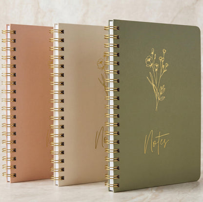 ZICOTO Aesthetic Spiral Notebook Set of 3 For Women - Cute College Ruled 8x6 Journal/Notebook with Large Pockets And Lined Pages - Perfect Supplies to Stay Organized at Work or School