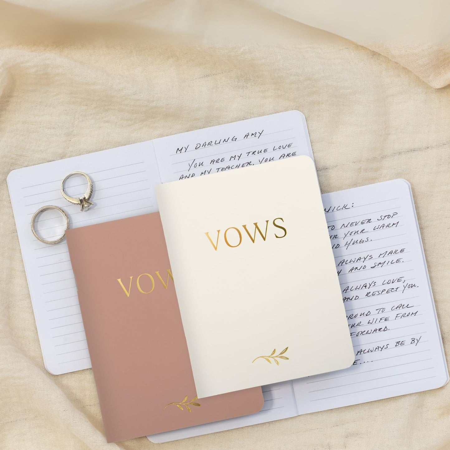 ZICOTO Elegant Vow Books With Gold Foil Lettering For Your Wedding - Perfectly Sized Vow Books With Plenty Of Pages To Write Whatever is on Your Heart - A Beautiful Addition For The Wedding Day