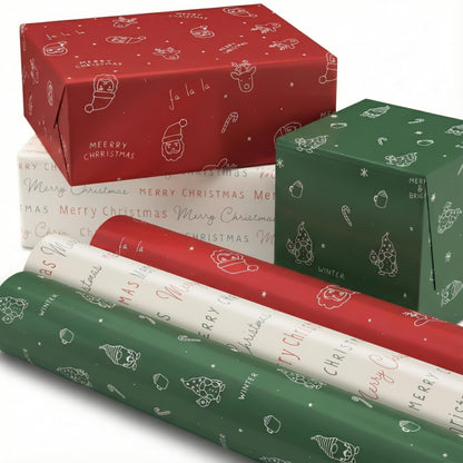 Beautiful Christmas Gift Wrapping Paper Rolls For Small & Medium Size Gifts - Set of 3 Quality Paper Rolls With Cute Designs - Add a Touch of Magic to Every Gift You Wrap - 17 in x 120 in Per Roll