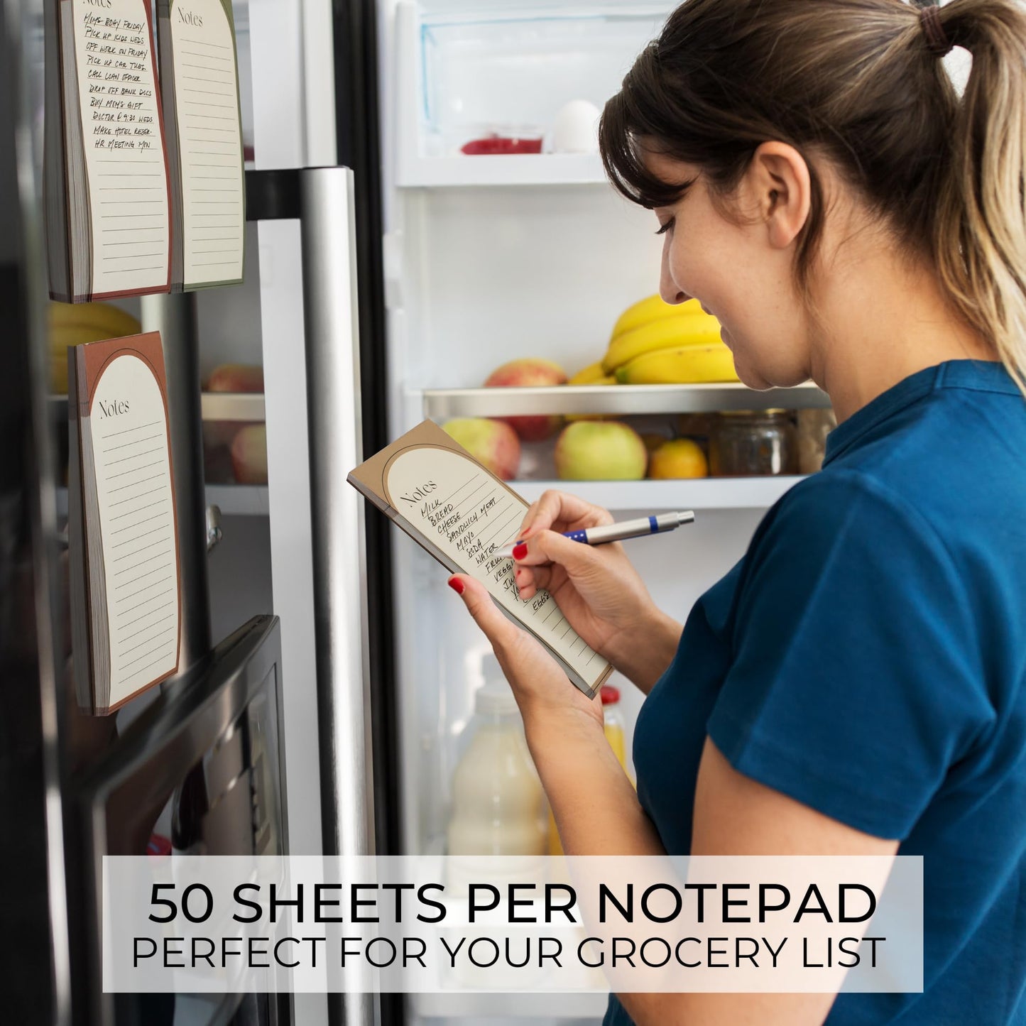 Beautiful Magnetic Notepads for Fridge - Set Of 4 Modern Note pads With Lined Pages to Easily Write Notes & Make Grocery/Shopping Lists - The Perfect To Do Pad w/ Strong Magnets for Your Refrigerator