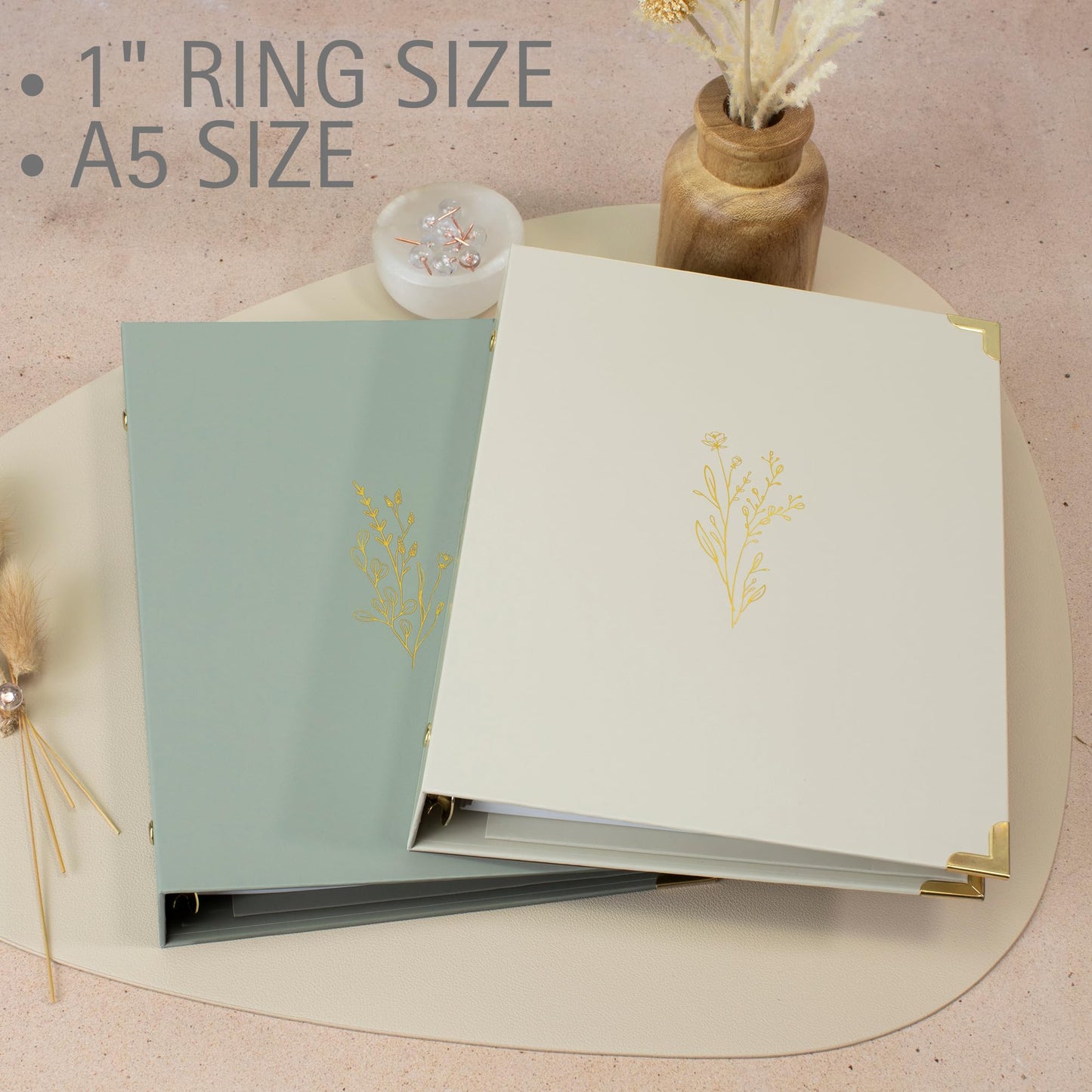 Aesthetic 6 Ring A5 Binder Set of 2 - The Perfect Small 0.75 Inch Planner Binder for Journaling or Collections - Refillable Notebook Holder with Pocket