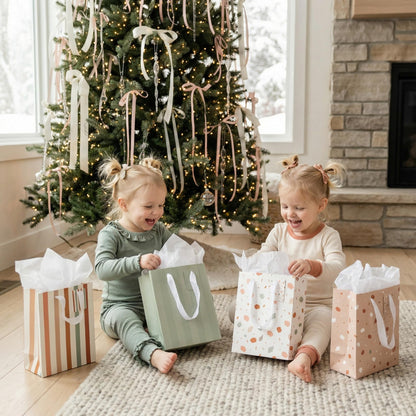 Beautiful Gift Bags Set of 4 - Medium Sized 9" Bags with Handles incl. Matching Tissue Paper, Cards & Small Stickers - Reusable & For Presents of Any Birthday, Weddings, Mothers Day & Other Occasion