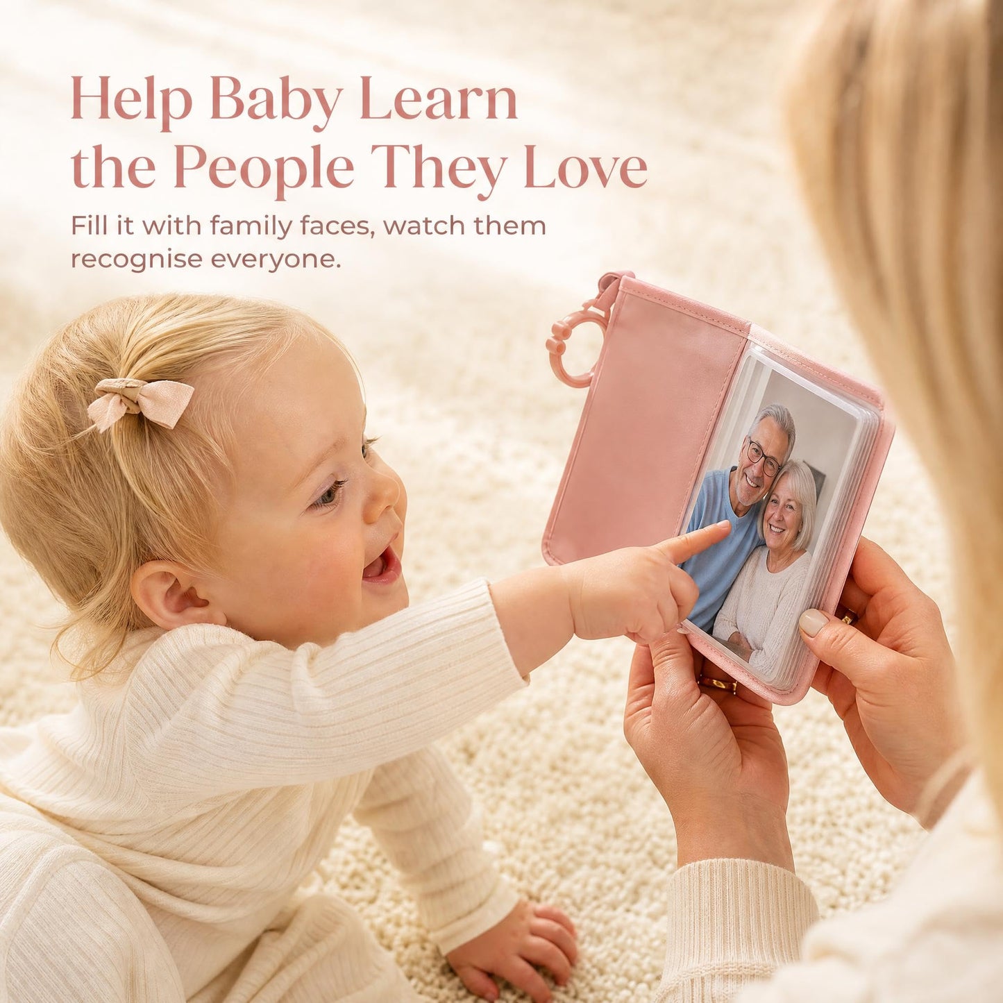 ZICOTO Adorable Baby Photo Albums with Soft Pages for Little Hands to Flip Through - First Photo Album for Baby to Recognize Family Members - Precious Baby Photo Book for Newborn & Baby Shower