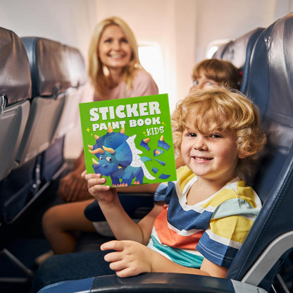 Fun Paint with Sticker Books for Kids Set of 2 - Entertaining Sticker Activity with Vibrant Themes Keeps Kids Ages 4-8 Busy - Perfect Puzzle to Learn Shapes and Numbers at Home or Travelling