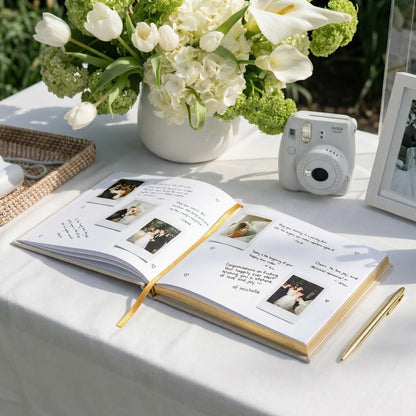 ZICOTO Beautiful Wedding Guest Book for Your Wedding Reception - Simply Elegant Guestbook to Sign in and Add Polaroid Photos - The Perfect Baby Shower Guest Book for The Special Day
