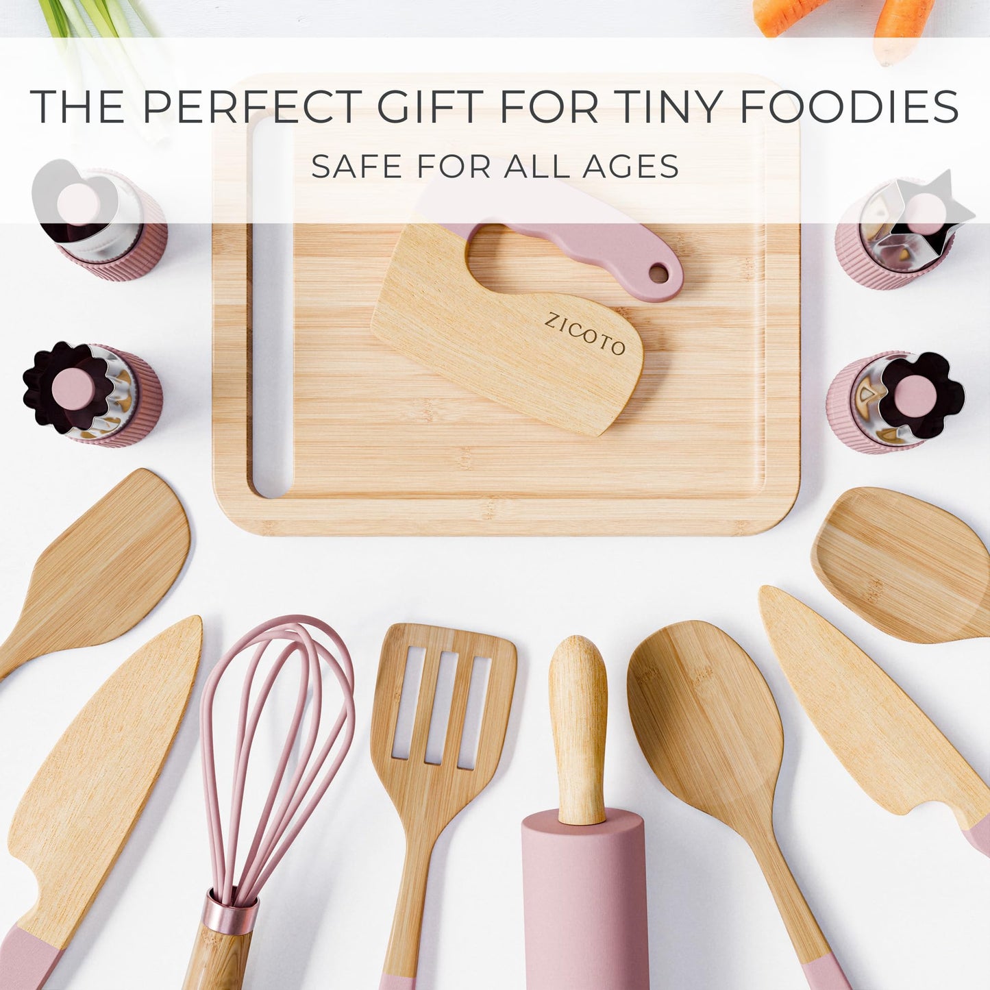 Wooden Cooking & Baking Set for Kids - Safe & Real Kitchen Tools Give Toddlers a Fun Cooking Experience - Durable Utensils are Perfect for Gifting to Create Lasting Family Memories