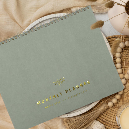 Beautiful Monthly Planner 2026–2027 – Top Spiral-Bound Calendar Book with Monthly Layouts, 8.5 x 10.95 in