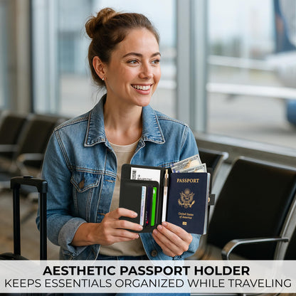 Beautiful Passport Holder for Travel - Cute Cover with Pen Holder to Keep Your Travel Documents Organized & Safe - Quality Passport Wallet for Women & Men and Great for Gifting
