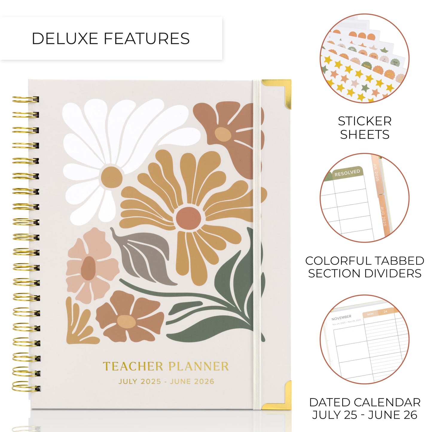 Aesthetic Teacher Planner For The 2025-2026 Academic School Year - Your All Incl. 8.5" x 11" Lesson Plan Book Supplies - Easily Organize Your Daily, Weekly & Monthly Classroom/Homeschool Schedule