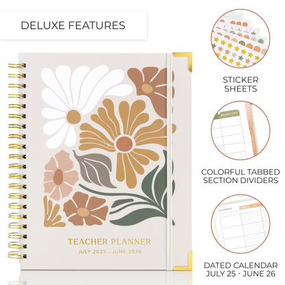 Aesthetic Teacher Planner For The 2025-2026 Academic School Year - Your All Incl. 8.5" x 11" Lesson Plan Book Supplies - Easily Organize Your Daily, Weekly & Monthly Classroom/Homeschool Schedule