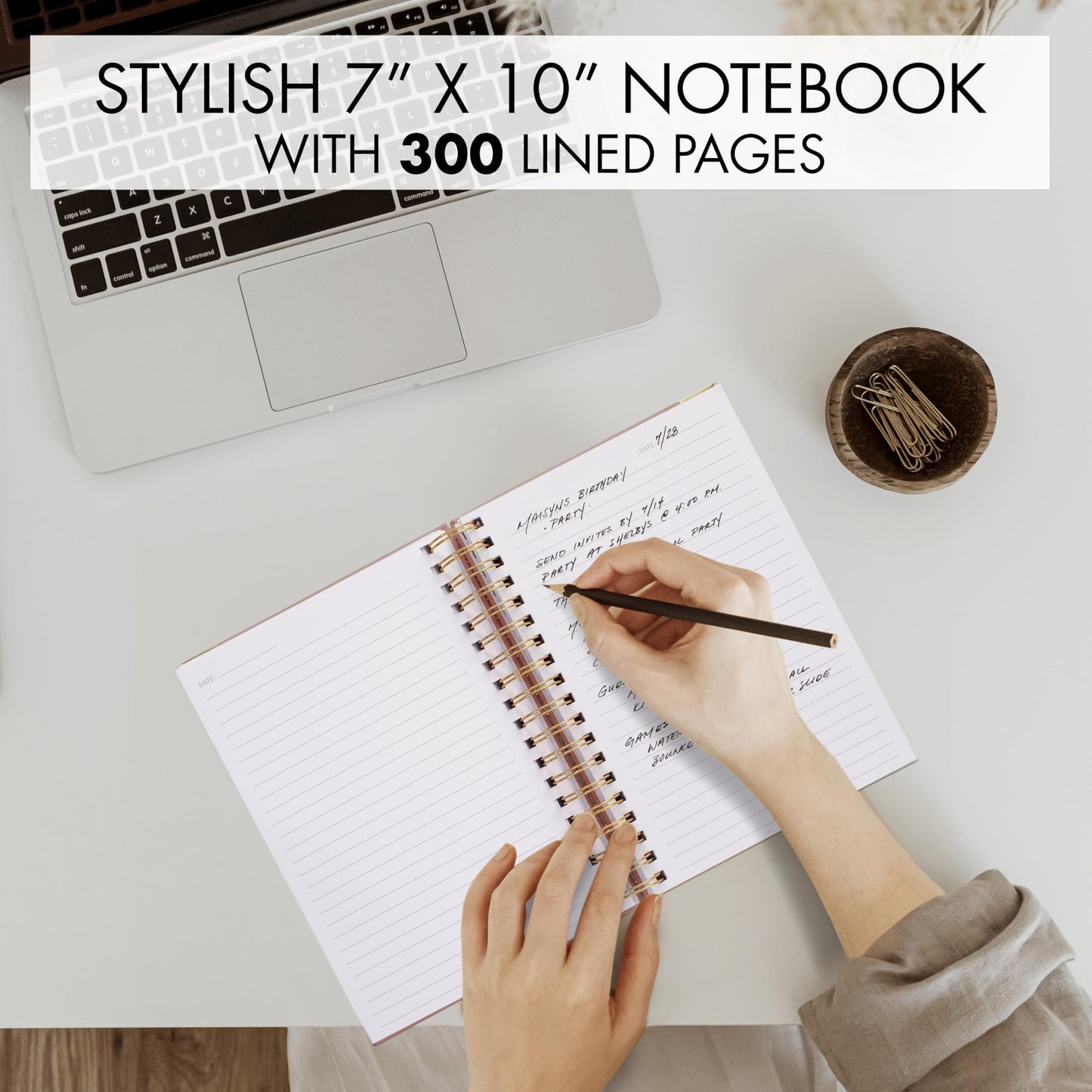 Aesthetic Thick Spiral Notebook Journal For Women in B5 Format - Stylish Linen Hardcover College Ruled Note Book w 300 Lined Pages - Cute Supplies For Bible Study & Staying Organized at Work or School