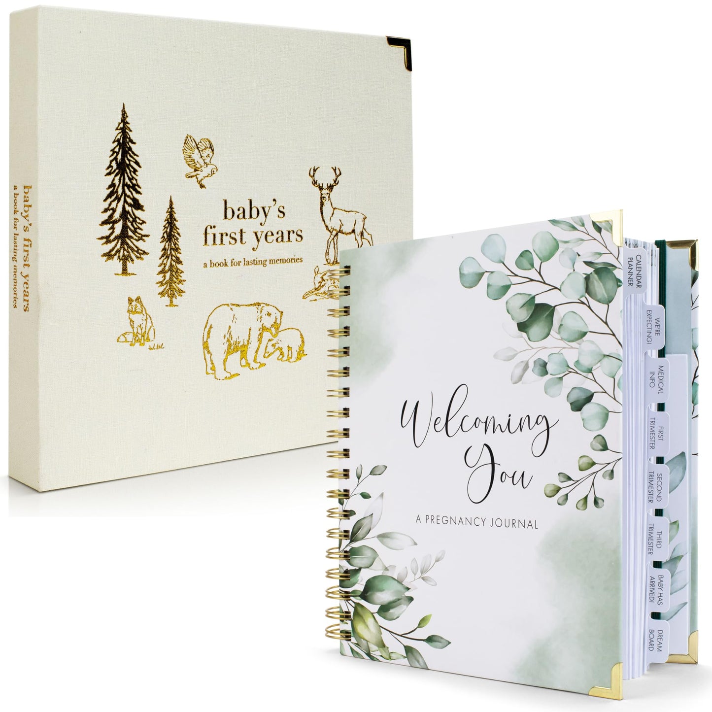 Beautiful Linen Pregnancy Journal and Memory Book for Boys and Girls Bundle - Lovely Must Have Gift for First Time Moms - The Perfect Planner to Track Your Little Ones Life-Changing Journey