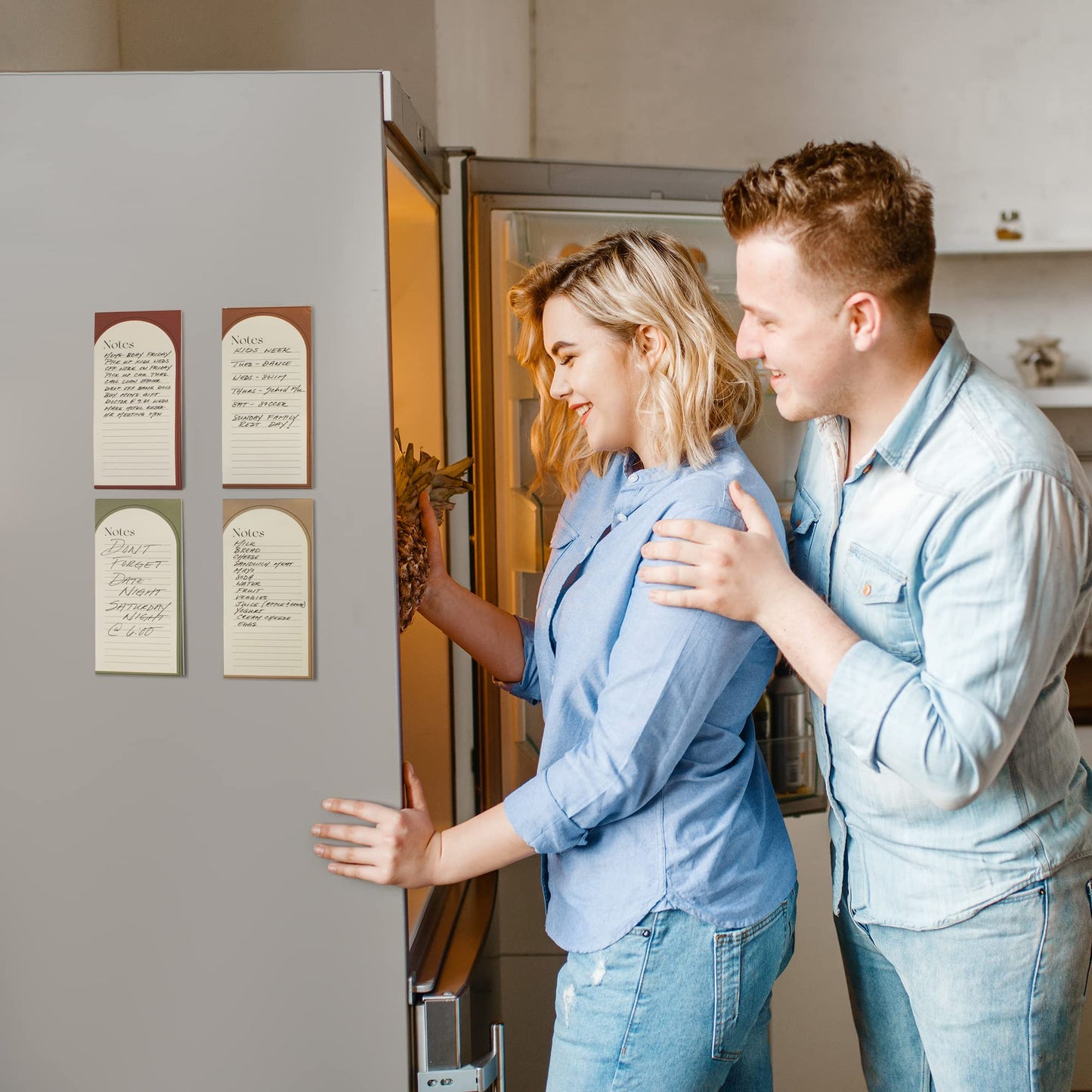 Beautiful Magnetic Notepads for Fridge - Set Of 4 Modern Note pads With Lined Pages to Easily Write Notes & Make Grocery/Shopping Lists - The Perfect To Do Pad w/ Strong Magnets for Your Refrigerator