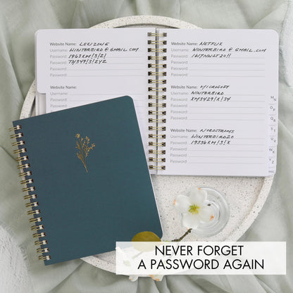ZICOTO Beautiful Password Book with Alphabetical Tabs - Perfect Pocket Size Password Keeper For Seniors