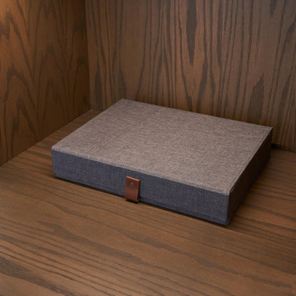 Decorative Photo Storage Boxes with Lids - Set of 2 Beautiful Linen Organizers Are Perfect to Safely Store Your Pictures, Documents, Scrapbooking Supplies, Keepsakes and Other Memories in Style