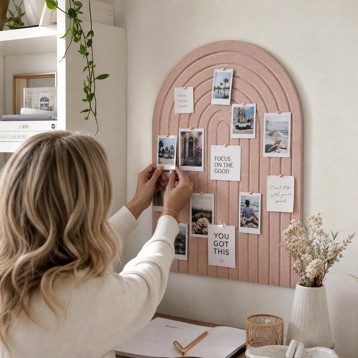 Large Arched Textured Felt Bulletin Board - Cork Board Alternative
