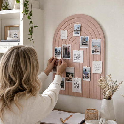 Large Arched Textured Felt Bulletin Board - Cork Board Alternative