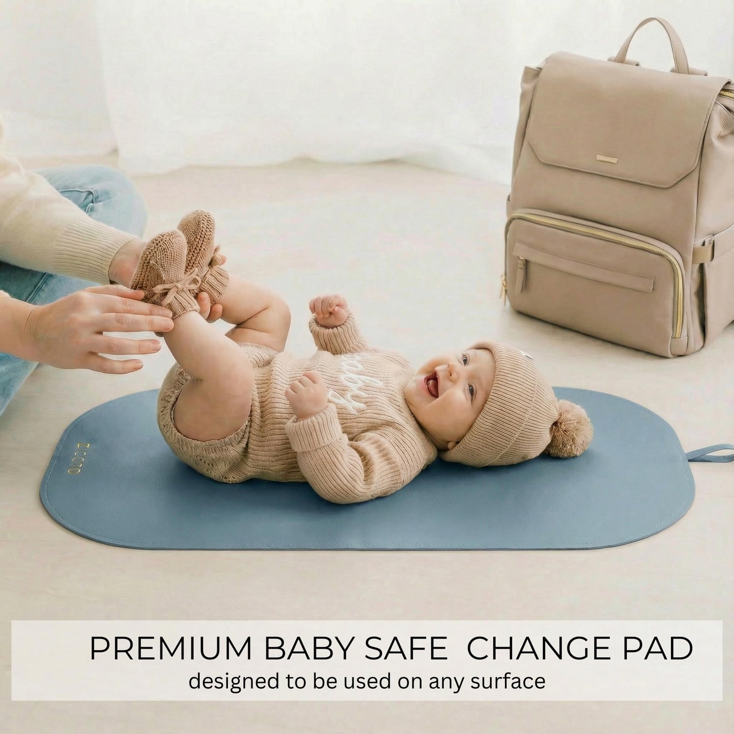 Beautiful Portable Baby Changing Pad - Wipeable and Easy to Clean Diaper Changing Mat - The Perfect Waterproof Vegan Leather Pad for Traveling